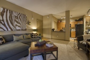 2 Bedroom Apartments For Rent in San Antonio, TX - Model Living Room & Kitchen 